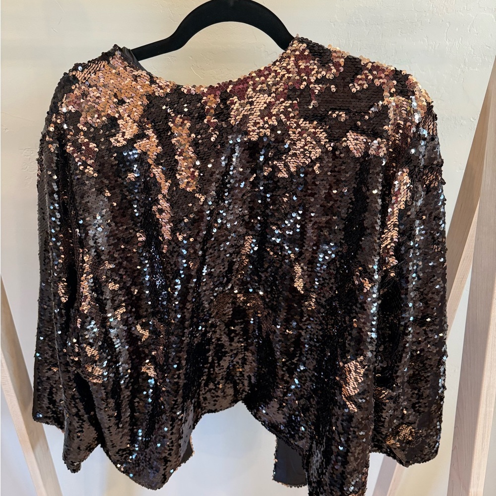 Torrid Black and Rose Gold Mermaid Sequin Jacket - Picture 3 of 3